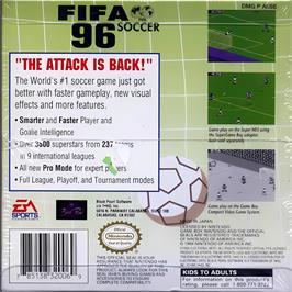 Box back cover for Fifa Soccer 96 on the Nintendo Game Boy.