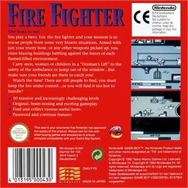 Box back cover for Fire Fighter on the Nintendo Game Boy.