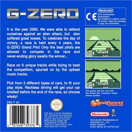 Box back cover for G-ZERO on the Nintendo Game Boy.