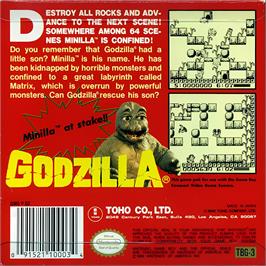 Box back cover for Godzilla on the Nintendo Game Boy.