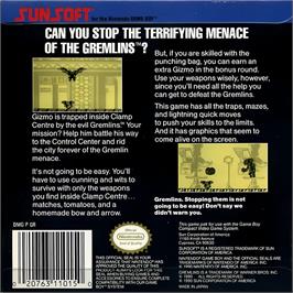 Box back cover for Gremlins 2 - The New Batch on the Nintendo Game Boy.