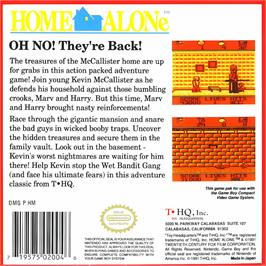 Box back cover for Home Alone on the Nintendo Game Boy.
