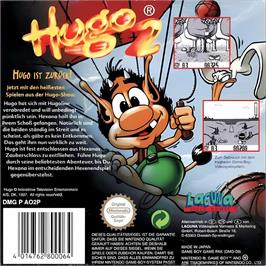 Box back cover for Hugo 2 on the Nintendo Game Boy.