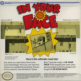 Box back cover for In Your Face on the Nintendo Game Boy.
