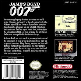 Box back cover for James Bond 007 on the Nintendo Game Boy.
