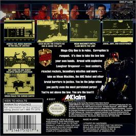 Box back cover for Judge Dredd on the Nintendo Game Boy.
