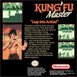 Box back cover for Kung-fu Master on the Nintendo Game Boy.