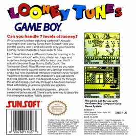 Box back cover for Looney Tunes on the Nintendo Game Boy.