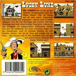 Box back cover for Lucky Luke on the Nintendo Game Boy.