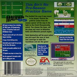 Box back cover for Madden '95 on the Nintendo Game Boy.