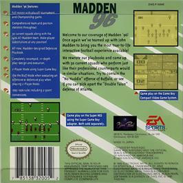 Box back cover for Madden '96 on the Nintendo Game Boy.