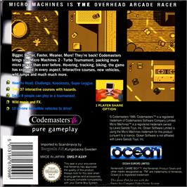 Box back cover for Micro Machines 2 - Turbo Tournament on the Nintendo Game Boy.