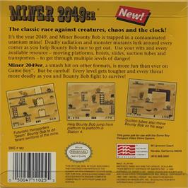 Box back cover for Miner 2049er on the Nintendo Game Boy.