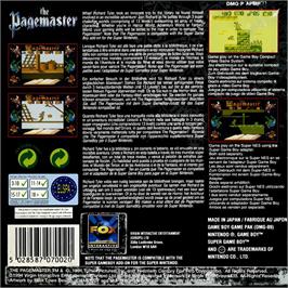 Box back cover for Pagemaster, The on the Nintendo Game Boy.