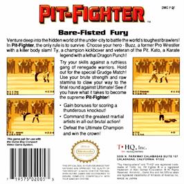 Box back cover for Pit-fighter on the Nintendo Game Boy.