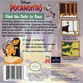 Box back cover for Pocahontas on the Nintendo Game Boy.
