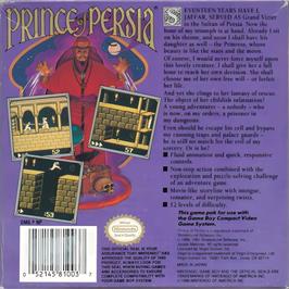 Box back cover for Prince Of Persia on the Nintendo Game Boy.