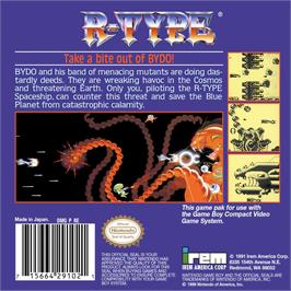 Box back cover for R-type on the Nintendo Game Boy.