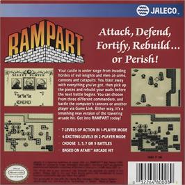 Box back cover for Rampart on the Nintendo Game Boy.