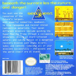 Box back cover for Seaquest Dsv on the Nintendo Game Boy.