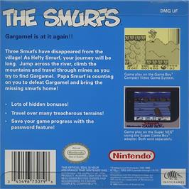 Box back cover for Smurfs, The on the Nintendo Game Boy.