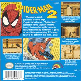 Box back cover for Spider-man 2 on the Nintendo Game Boy.