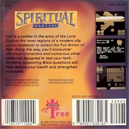 Box back cover for Spiritual Warfare on the Nintendo Game Boy.