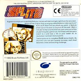 Box back cover for Splitz on the Nintendo Game Boy.