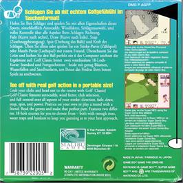 Box back cover for Sports Illustrated - Golf Classic on the Nintendo Game Boy.