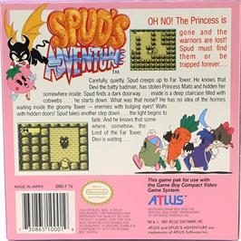 Box back cover for Spud's Adventure on the Nintendo Game Boy.