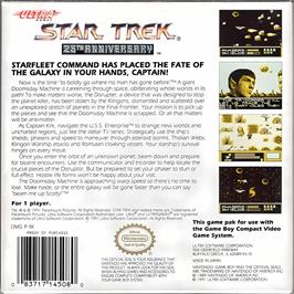 Box back cover for Star Trek - 25th Anniversary on the Nintendo Game Boy.