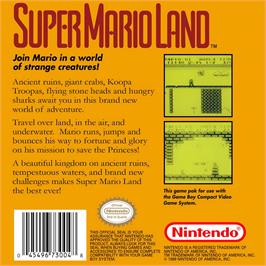 Box back cover for Super Mario Land on the Nintendo Game Boy.