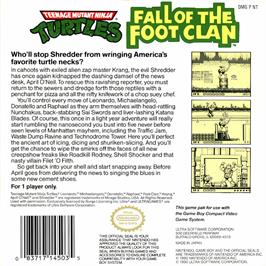 Box back cover for Teenage Mutant Ninja Turtles - Fall Of The Foot Clan on the Nintendo Game Boy.