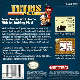 Box back cover for Tetris Plus on the Nintendo Game Boy.