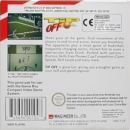 Box back cover for Tip Off on the Nintendo Game Boy.