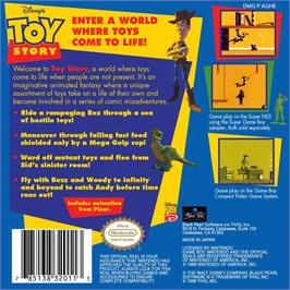 Box back cover for Toy Story on the Nintendo Game Boy.