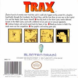 Box back cover for Trax on the Nintendo Game Boy.