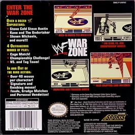 Box back cover for WWF War Zone on the Nintendo Game Boy.