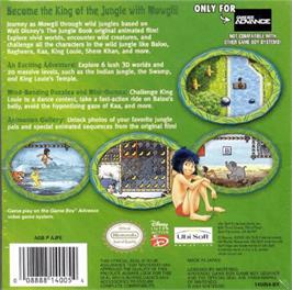 Box back cover for Walt Disney's The Jungle Book on the Nintendo Game Boy.