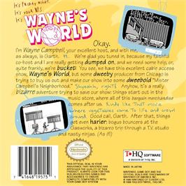 Box back cover for Wayne's World on the Nintendo Game Boy.