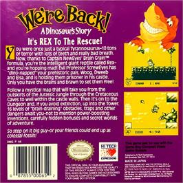 Box back cover for We're Back! - A Dinosaur's Story on the Nintendo Game Boy.