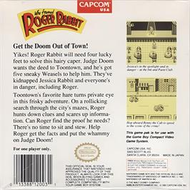Box back cover for Who Framed Roger Rabbit? on the Nintendo Game Boy.