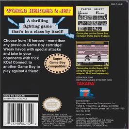 Box back cover for World Heroes 2 Jet on the Nintendo Game Boy.