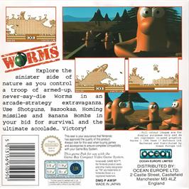 Box back cover for Worms on the Nintendo Game Boy.