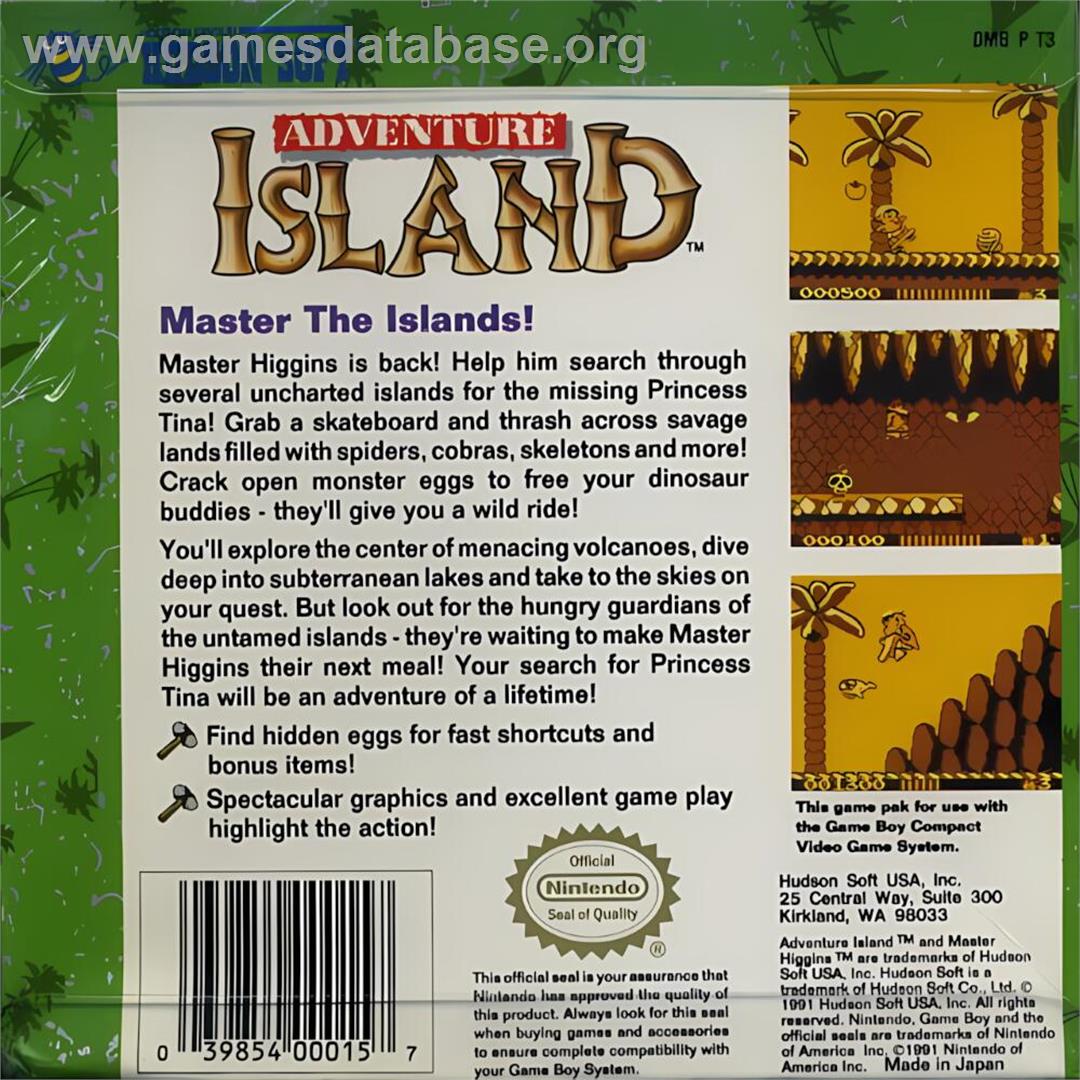 Adventure Island - Nintendo Game Boy - Artwork - Box Back