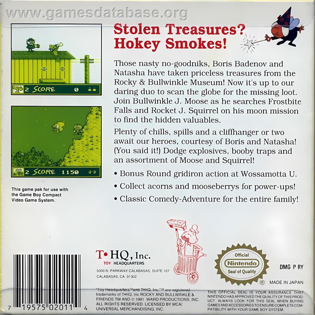 Adventures Of Rocky And Bullwinkle And Friends, The - Nintendo Game Boy - Artwork - Box Back