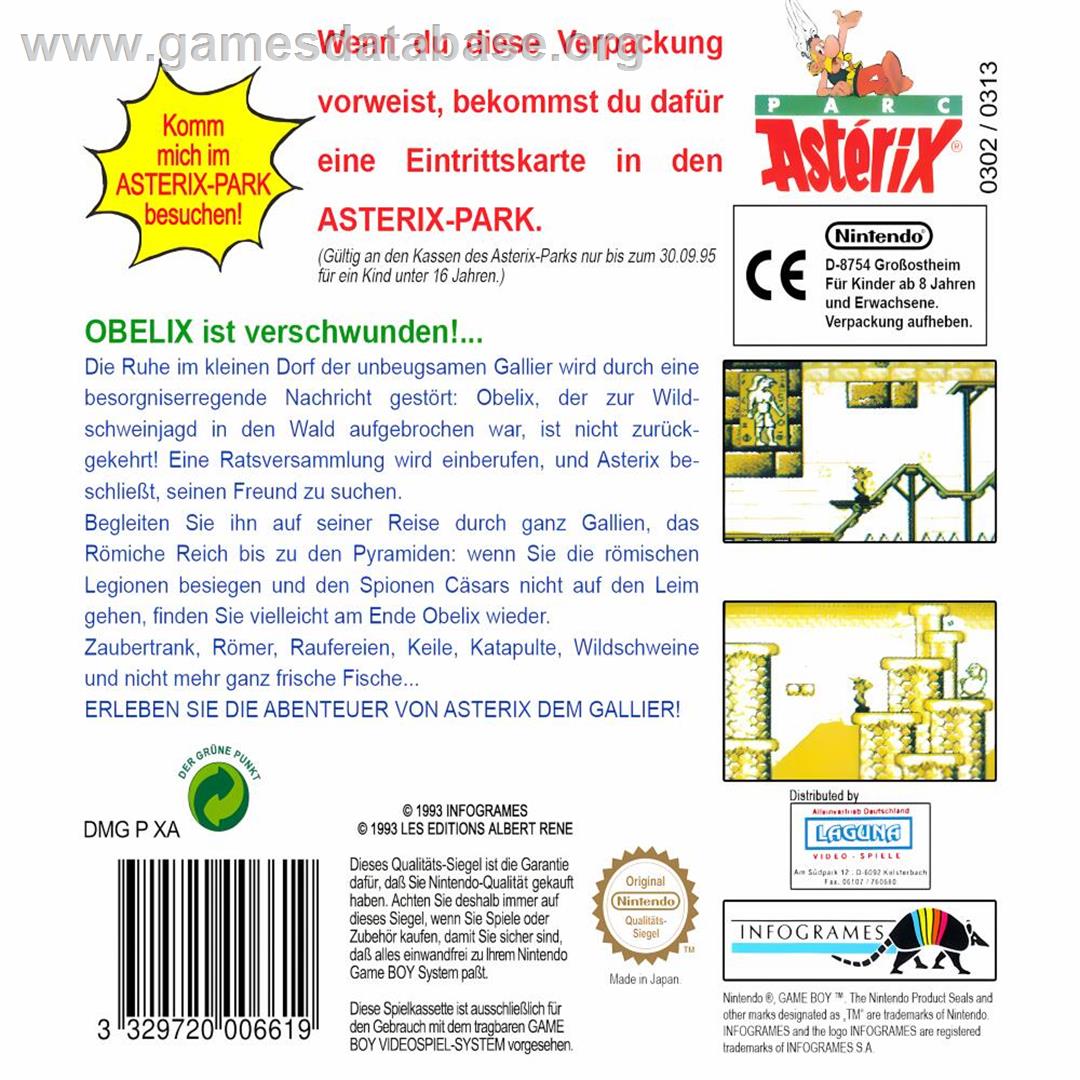 Astérix - Nintendo Game Boy - Artwork - Box Back