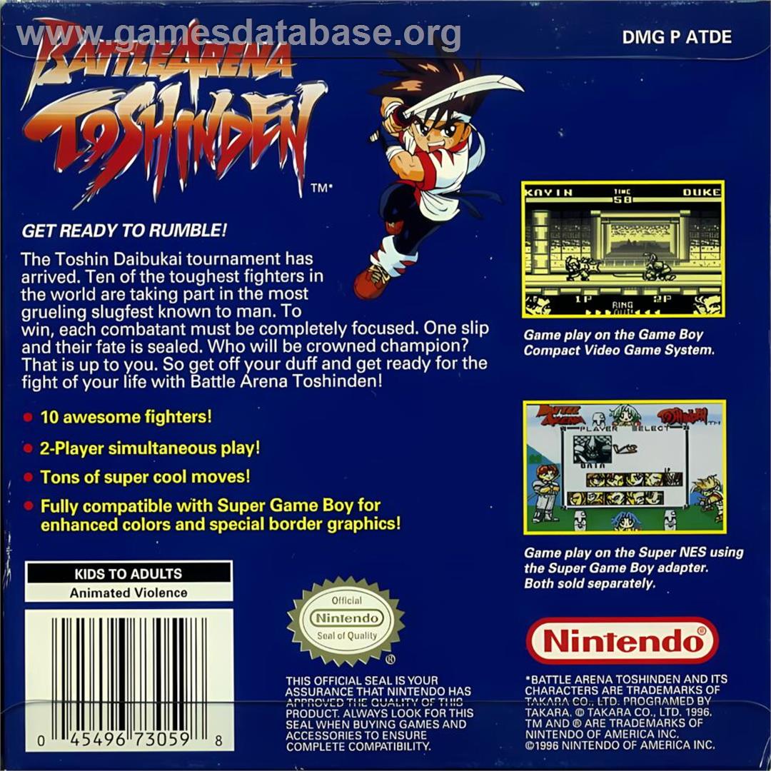Battle Arena Toshinden - Nintendo Game Boy - Artwork - Box Back