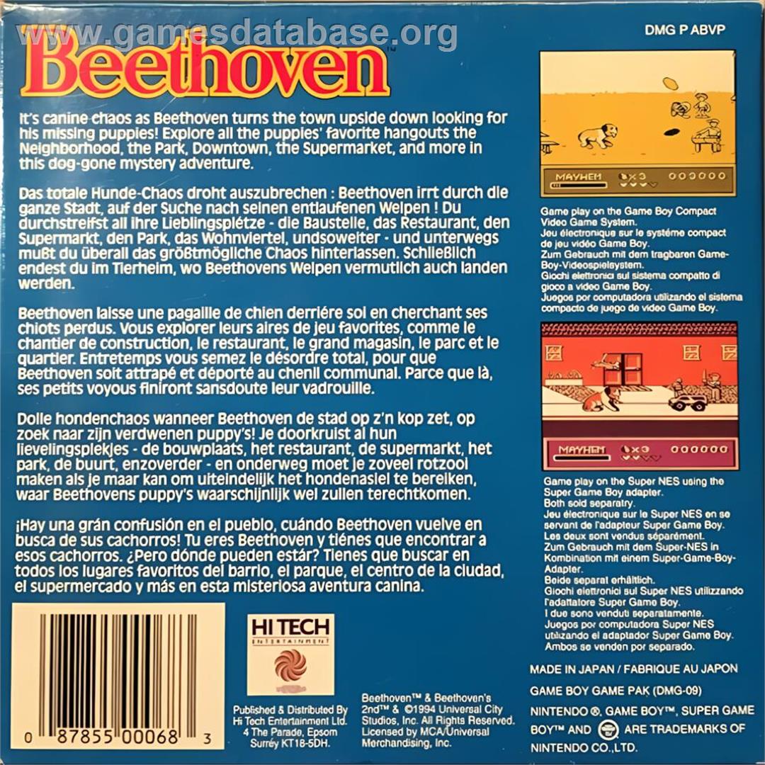 Beethoven - Nintendo Game Boy - Artwork - Box Back