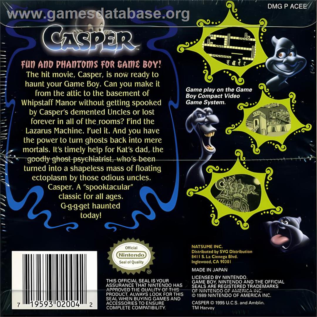 Casper - Nintendo Game Boy - Artwork - Box Back